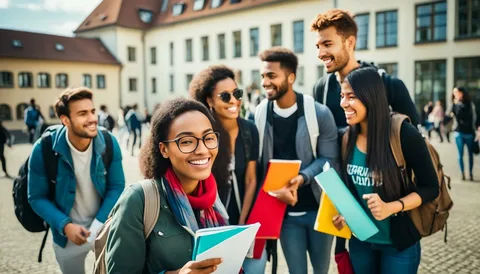 Étudiants sur un campus européen
